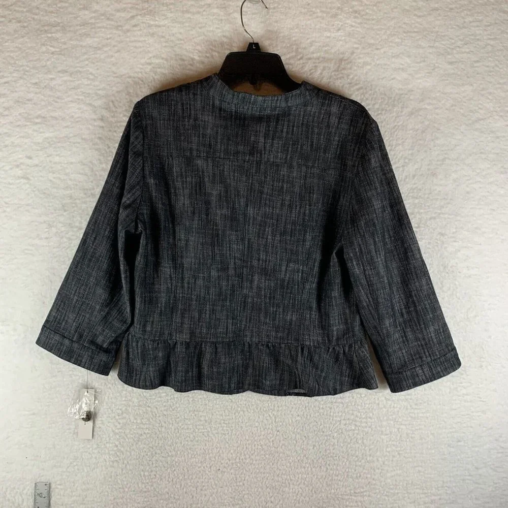 Sandro Blazer Women's Large Black Stretch Peplum Hem Button Front NWT 8585 - Picture 2 of 7
